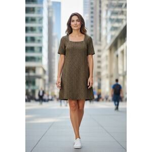 Cotelac France Shift Dress Gold and Black Size S Designer